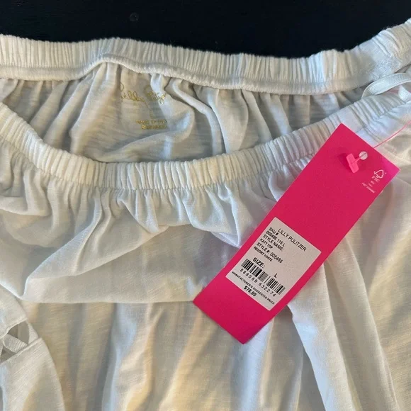 Lilly Pulitzer NWT White Katt Off Shoulder Blouse Top Size Large - Picture 5 of 5